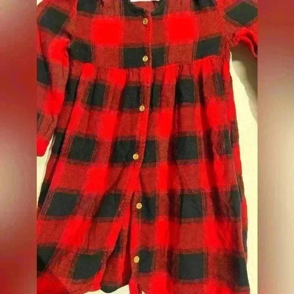 Old Navy Girls 5T Buffalo Red Black‎ Plaid Dress Christmas Holiday Winter